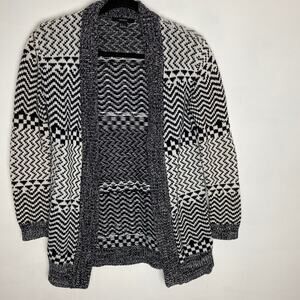 Aztec Print Monochrome Cardigan Sweater